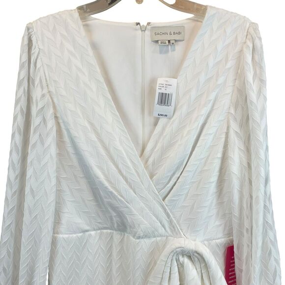 Sachin & Babi White Wrap Maxi Dress Sz 12 Elegant Long Sleeve V Neck Wedding NWT - Picture 3 of 16